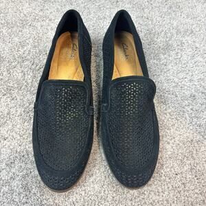 New! Clarks Trish Cove Slip-On Black Suede Loafers women's 8.5